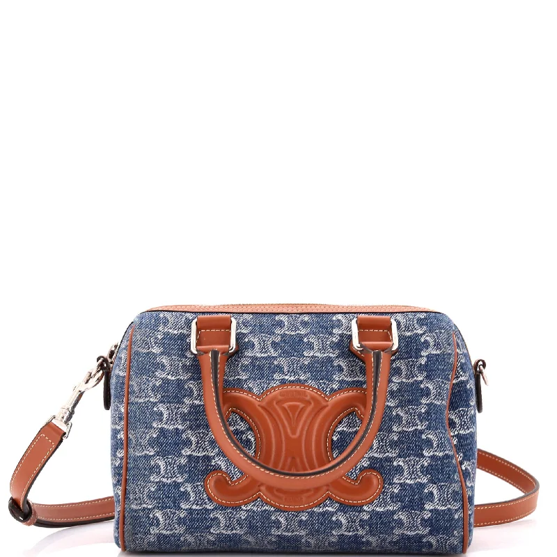 Luxury handbags 2025Cuir Triomphe Boston Bag Triomphe Denim with Leather Small