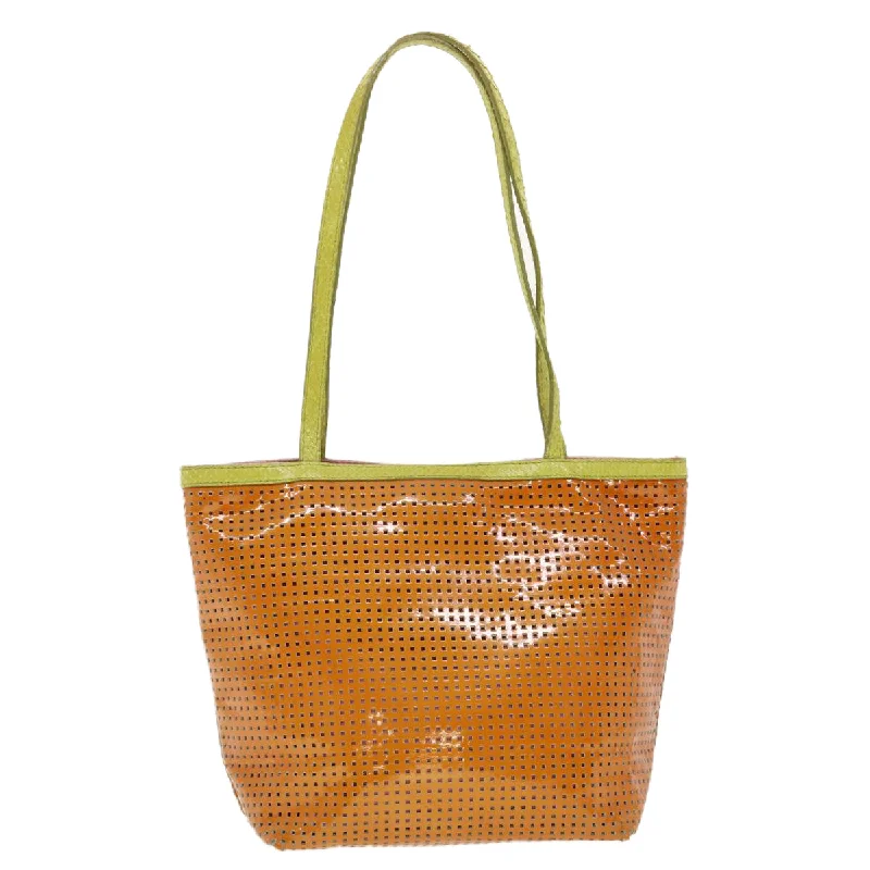 Vintage-inspired handbagsFENDI punching Tote Bag Patent leather Orange 2813-26731-008 rd4723