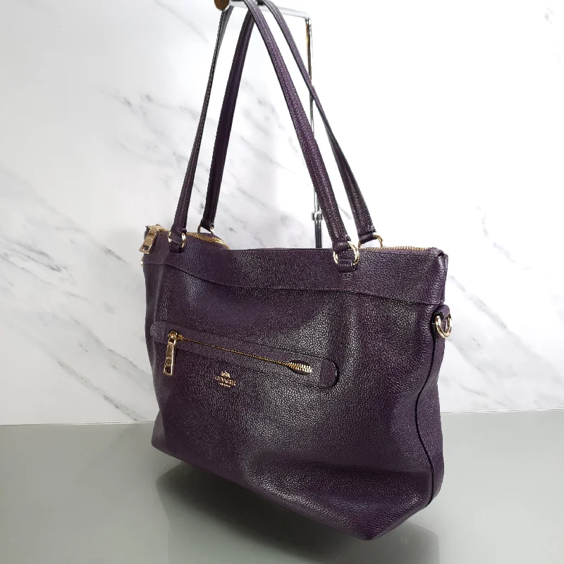 Luxury brand bags on saleCoach Tyler Zip Tote Bag in Purple Pebble Leather