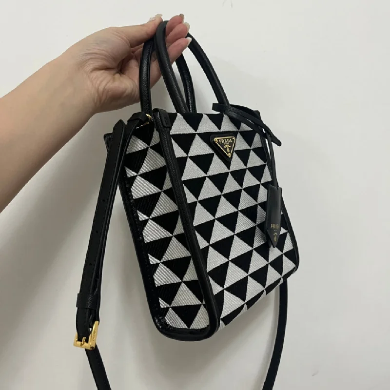 Durable leather bags for daily usePrada symbole Jacquard fabric Micro  Bag