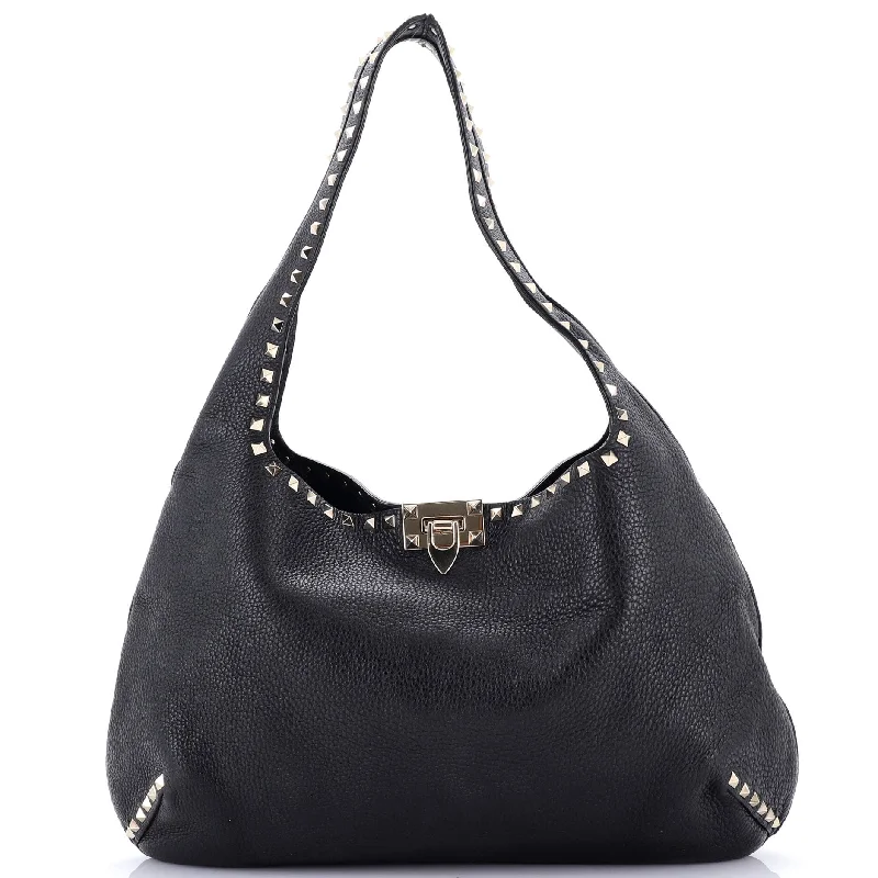 Vegan leather handbagsRockstud Flip Lock Hobo Leather Large