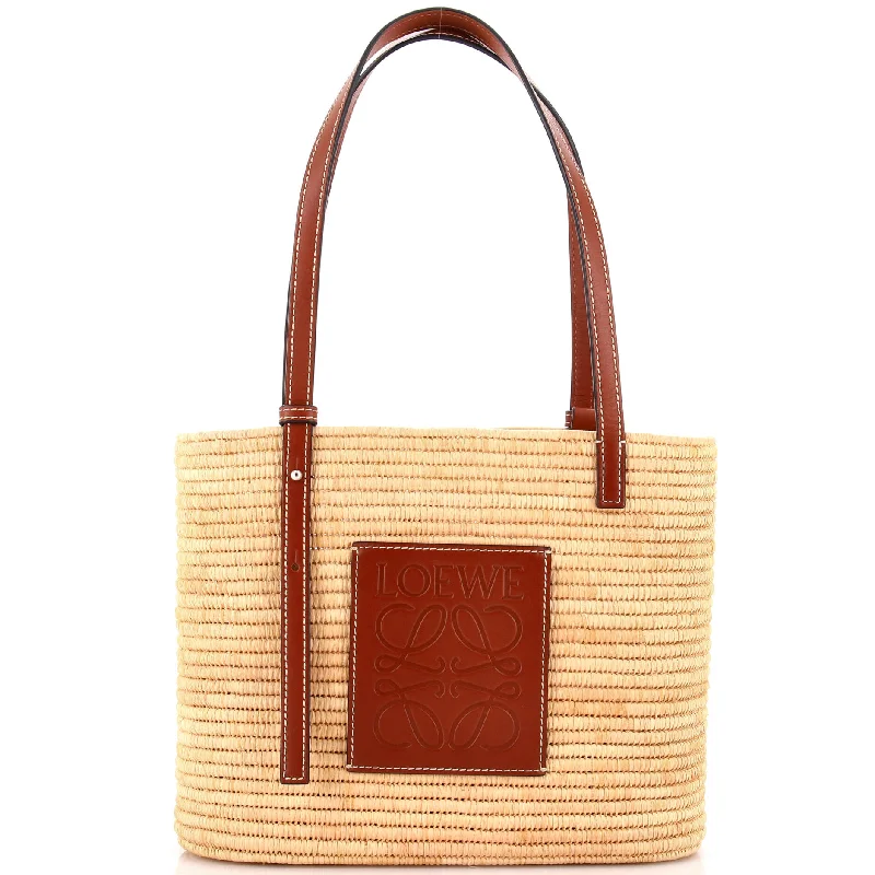 Sustainable fashion bagsSquare Basket Tote Woven Raffia Small