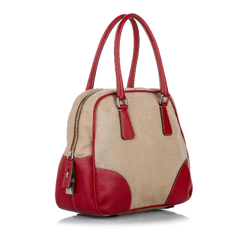 Trendy bucket bags for summerPrada Canapa Bauletto Canvas Handbag 32509