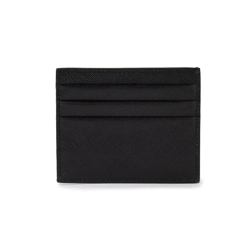 Luxury bags with exotic skinsPrada Saffiano Mens Credit Card Wallet Black Nero Silver Logo