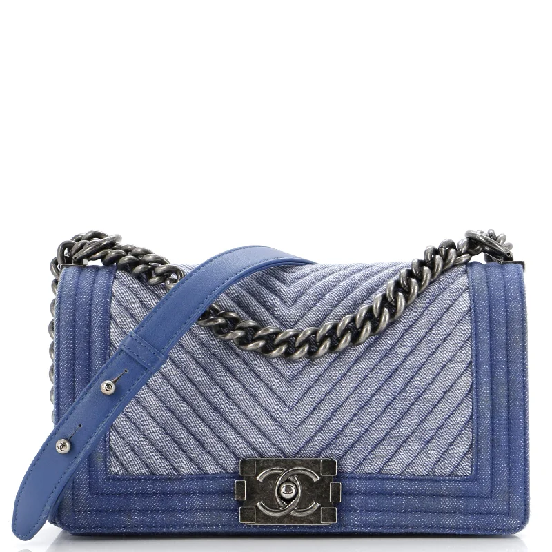 Best tote bags for workBoy Flap Bag Chevron Denim Old Medium