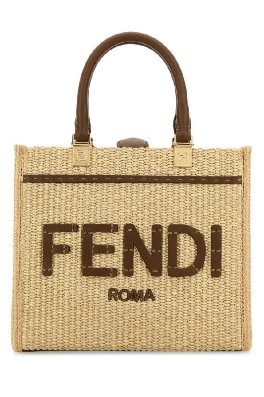 Luxury handbags 2025Fendi Women Raffia Small Sunshine Shopping Bag