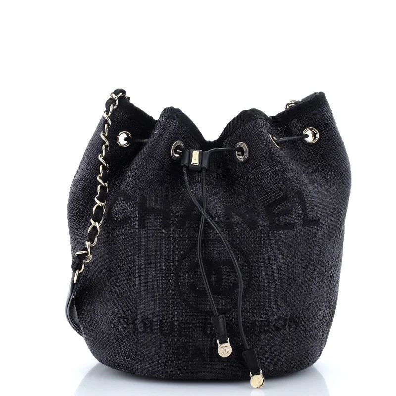 Luxury handbags 2025Deauville Drawstring Bucket Bag Raffia Medium