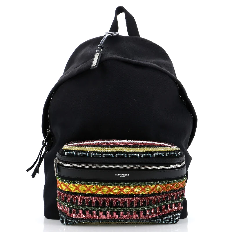 Affordable leather bagsCity Backpack Bead Embellished Canvas Medium