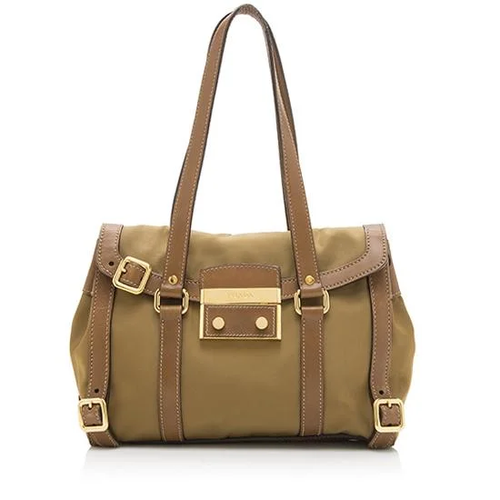 High-quality leather messenger bagsPrada Tessuto Leather Pushlock Tote