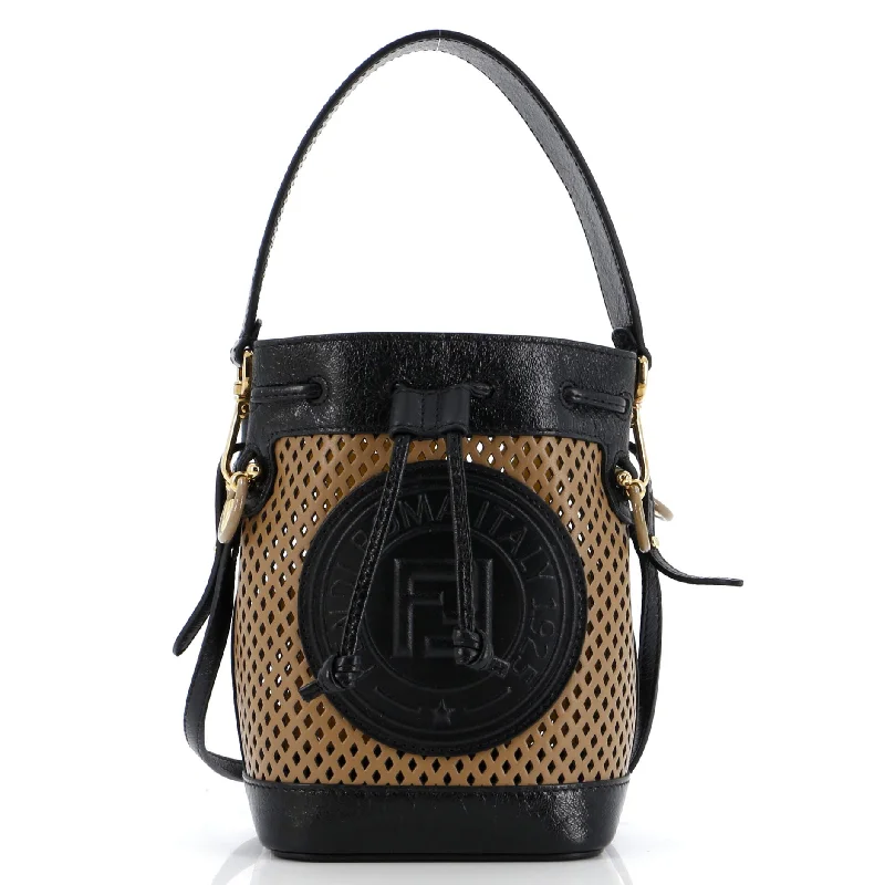 Stylish laptop bags for professionalsMon Tresor Bucket Bag Perforated Leather Mini