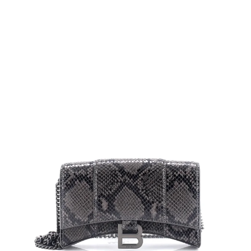 Sustainable fashion bagsHourglass Chain Wallet Python Embossed Leather