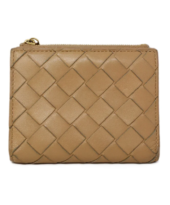 Customizable monogram bagsBottega Veneta Tan Woven Leather Wallet