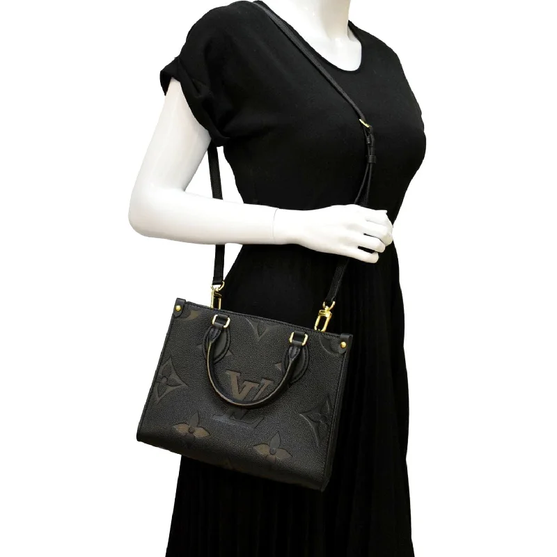 Affordable leather bagsLOUIS VUITTON Onthego PM Monogram Empreinte Tote Shoulder Bag Black