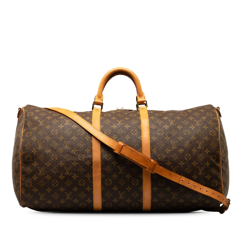 Vegan leather handbagsBrown Louis Vuitton Monogram Keepall Bandouliere 60 Travel Bag