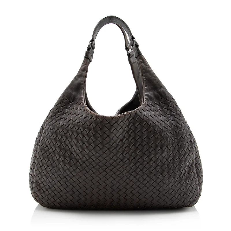 Minimalist leather handbagsBottega Veneta Intrecciato Nappa Campana Medium Shoulder Bag (SHF-16047)