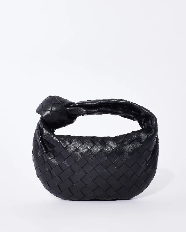 Luxury bags with chain strapsBottega Veneta Black Intrecciato Leather Mini Jodie