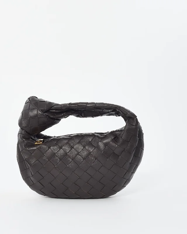 Minimalist leather handbagsBottega Veneta Brown Intrecciato Leather Mini Jodie