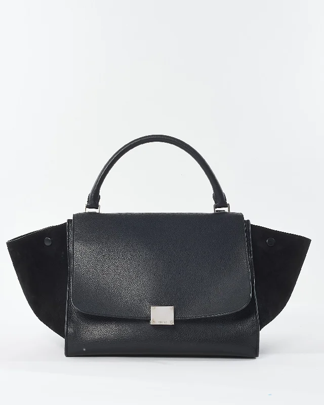 Vegan leather handbagsCeline Black Leather & Suede Trapeze Bag