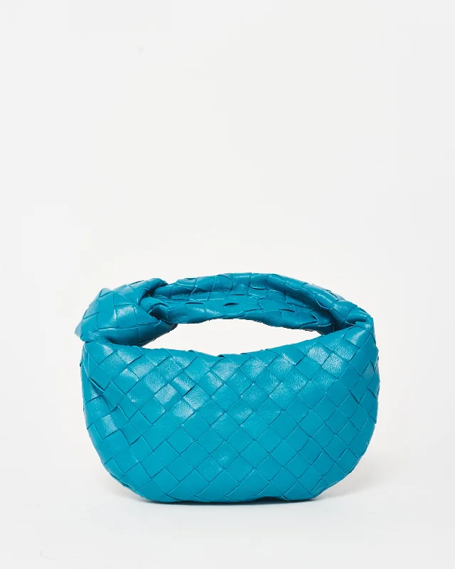 Large capacity travel bagsBottega Veneta Teal Blue Intrecciato Leather Mini Jodie Bag