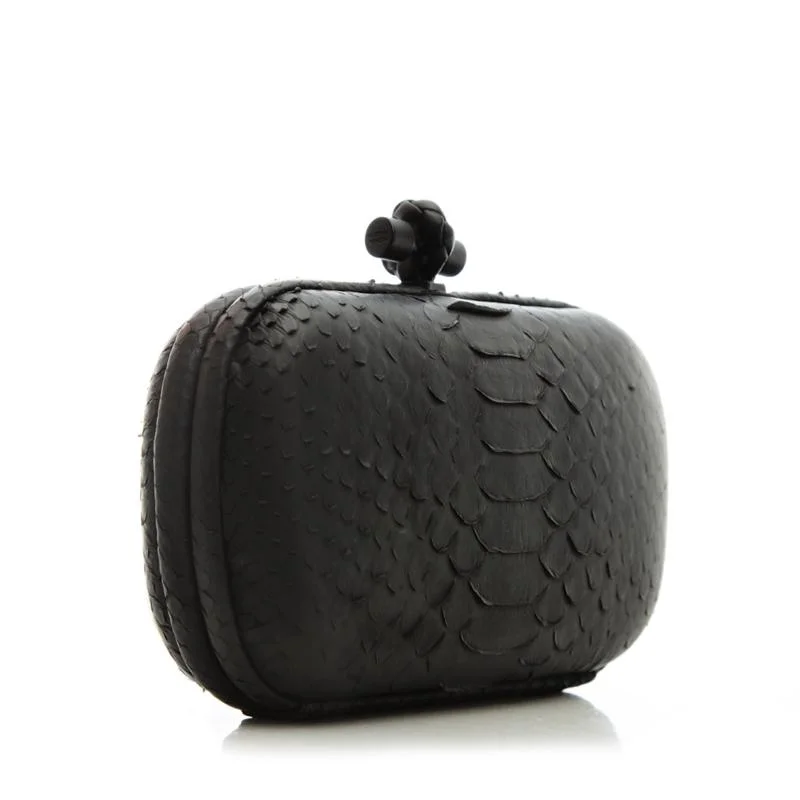 Luxury brand bags on saleBottega Veneta Knotted Long Black Python Clutch