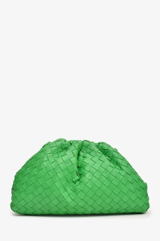 Water-resistant travel backpacksBottega Veneta Green Leather Intrecciato Pouch