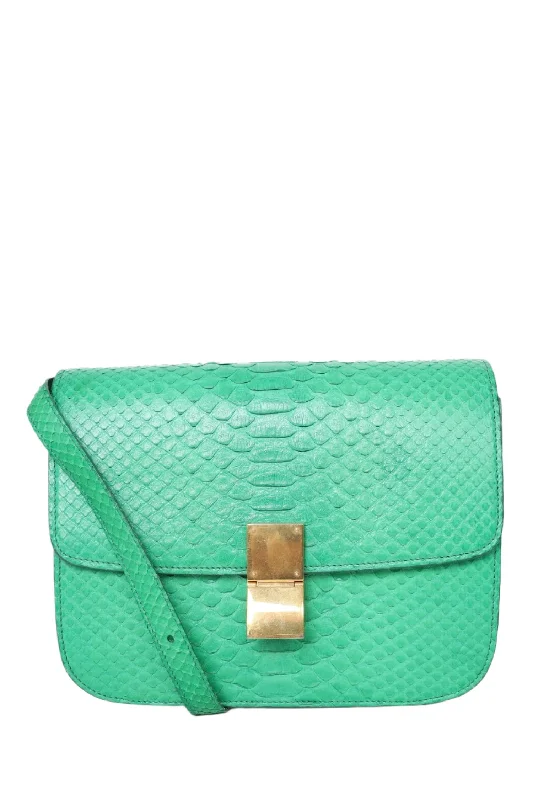 Compact crossbody bags for travelCeline Green Python Leather Medium Box Crossbody