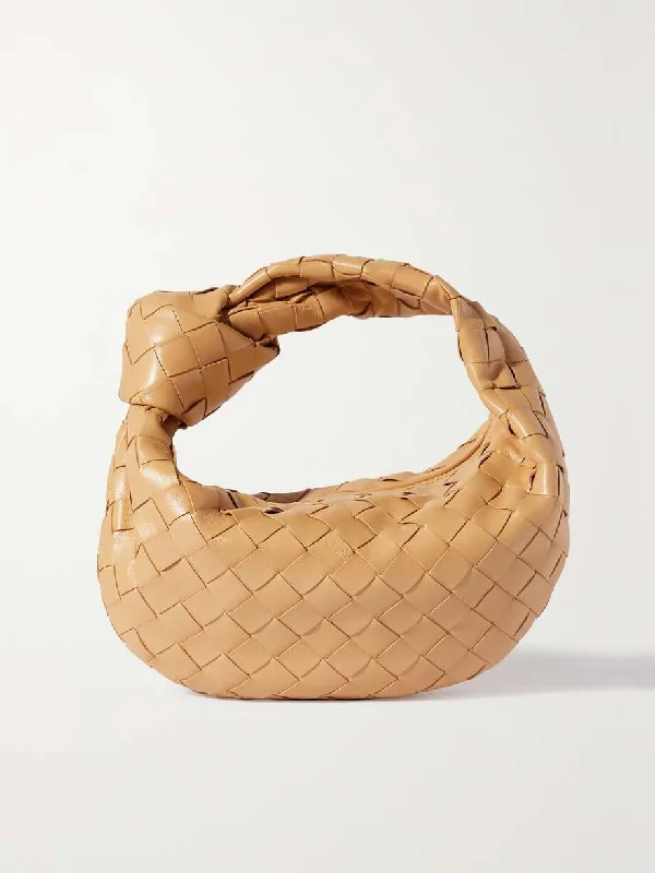 Vintage-inspired handbagsBOTTEGA VENETA Jodie Beige Knot Intrecciato Woven Leather Mini Tote Bag Purse