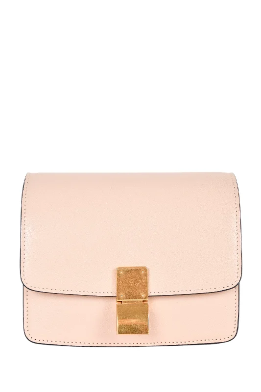 Affordable luxury bags Celine 2018 Pink Leather Small Classic Box Crossbody