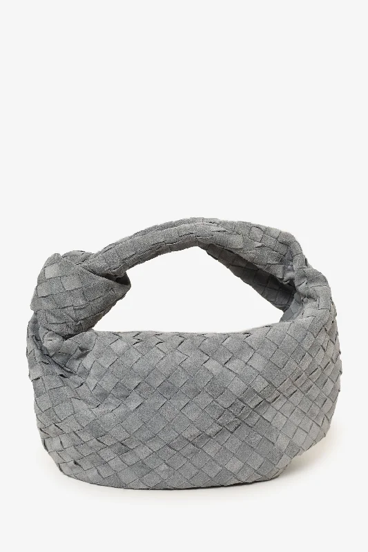 Mini bags for evening outBottega Veneta Grey Suede Intrecciato Leather Teen Jodie