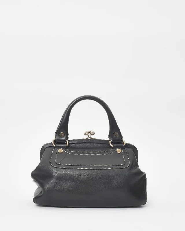 Sustainable fashion bagsCeline Vintage Black Leather Top Handle Bag